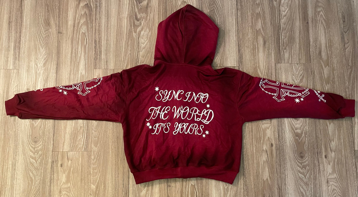$YNC “BURGUNDY” ZIP-UP
