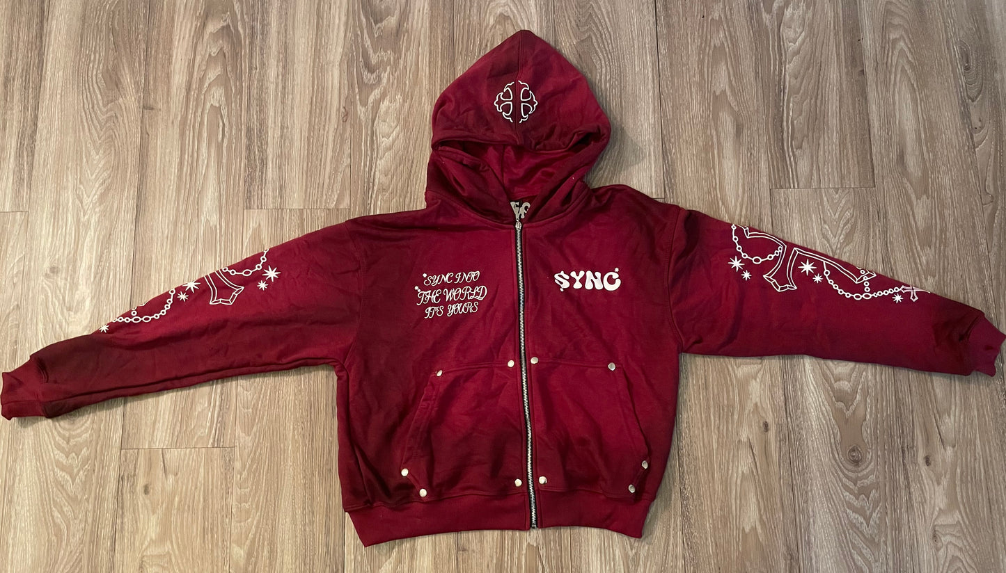 $YNC “BURGUNDY” ZIP-UP